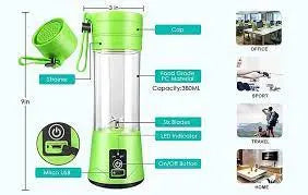 Rechargeable Portable Mini Juicer Blender – 6 Blades, 380ml Outdoor Juicing Cup